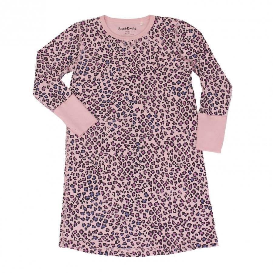 Beau & Rooster Pink Leopard Nightdress Coral Blush Yöpaita