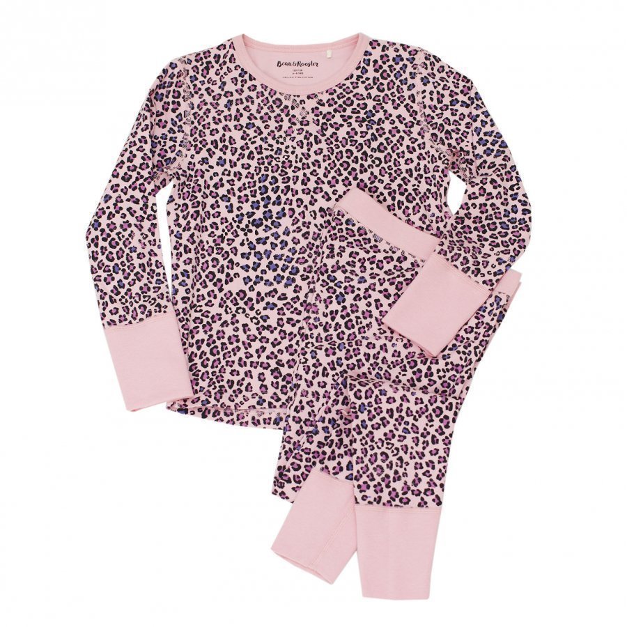 Beau & Rooster Pink Leopard Pyjamas Coral Blush Yöpuku