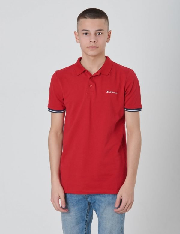 Ben Sherman Collar Print Polo Pikee Punainen