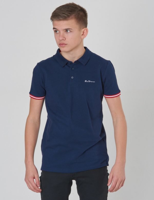 Ben Sherman Collar Print Polo Pikee Sininen