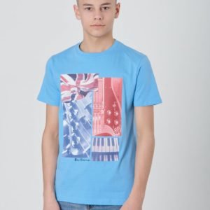 Ben Sherman Guitar And Flag Tee T-Paita Sininen