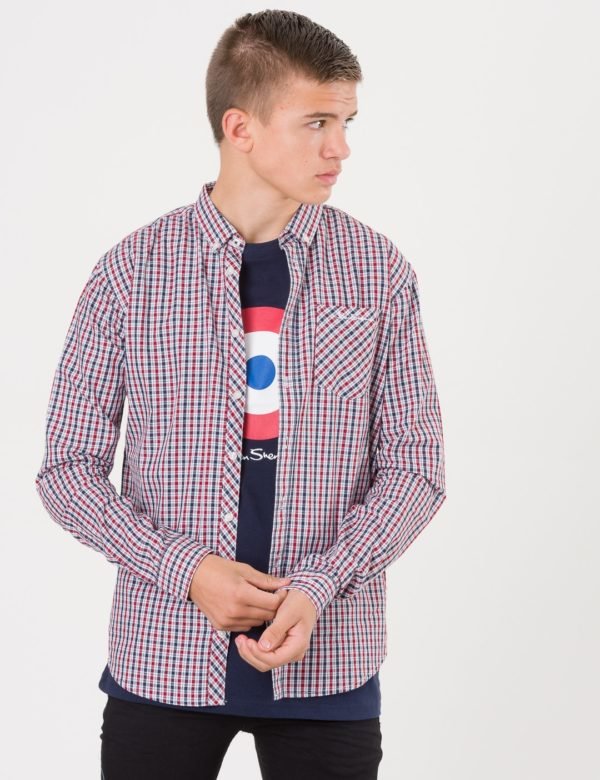 Ben Sherman Ls House Check Poplin Shirt Kauluspaita Punainen