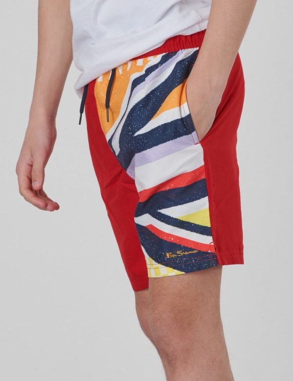 Ben Sherman Union Jack Sliced Swim Uimashortsit Punainen