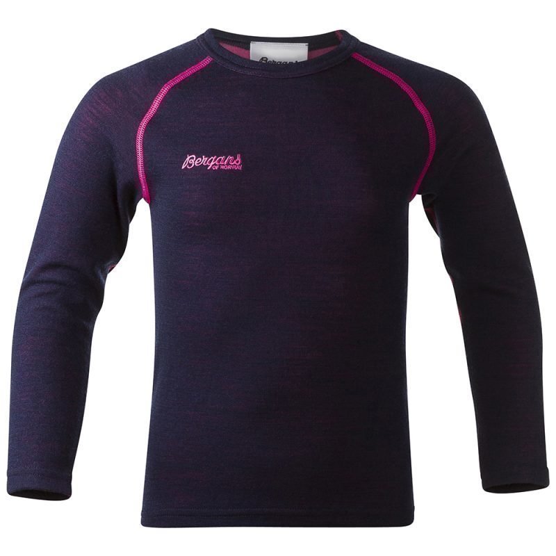 Bergans Kerrastopusero Merinovilla Akeleie Kids Navy/Hot Pink