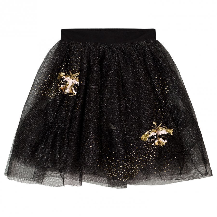 Billieblush Black Gold Glitter Embroidered Tulle Skirt Tyllihame