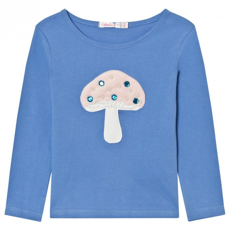 Billieblush Blue Mushroom Applique Tee T-Paita