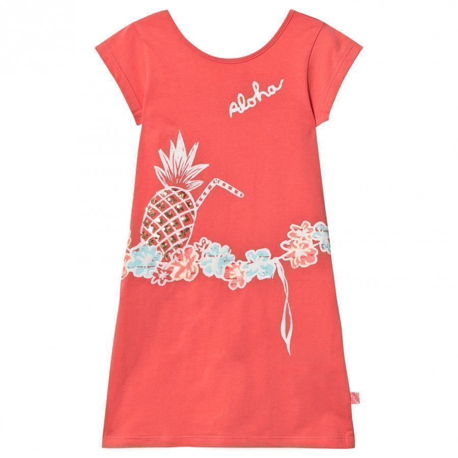 Billieblush Coral Jersey Dress With Sequin Pineapple Print Mekko