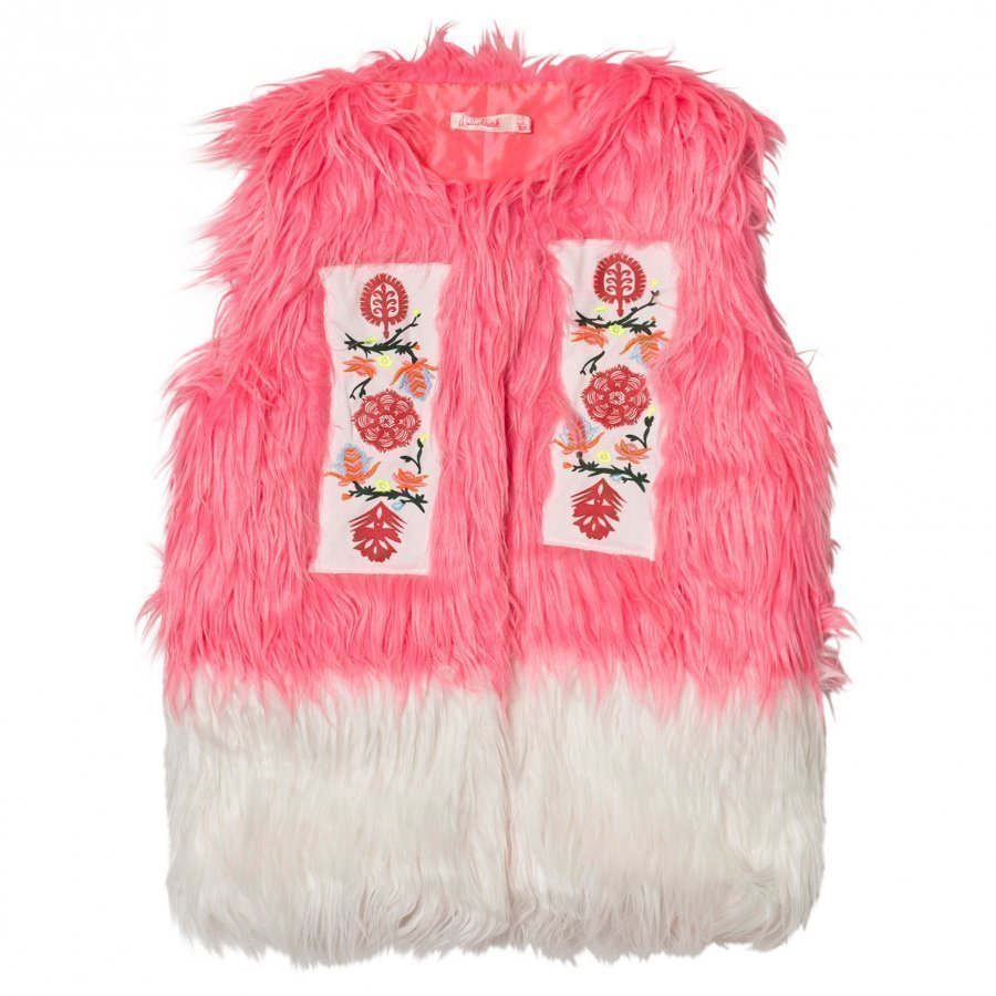 Billieblush Faux Fur Gilet In Pink/White Turkis