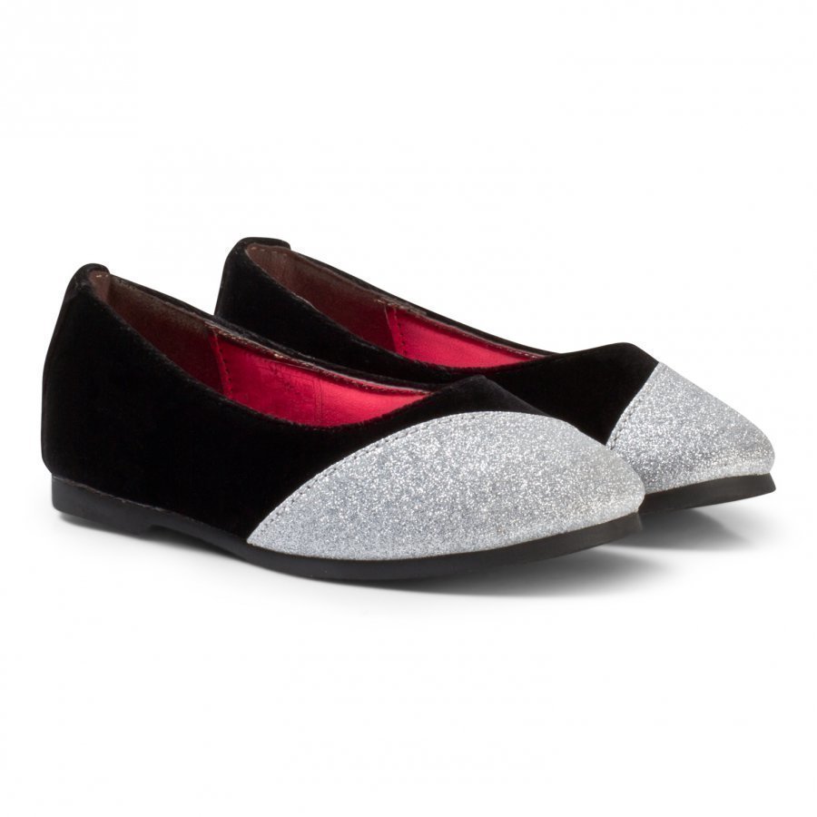 Billieblush Glitter Ballerina Pumps Black/Silver Ballerinat