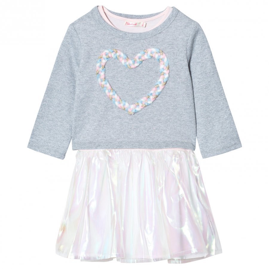 Billieblush Glitter Jersey And Organza Dress Grey Mekko