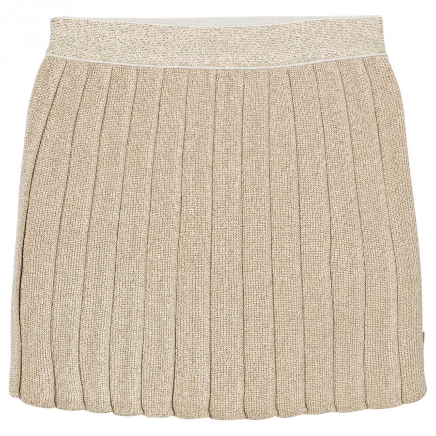 Billieblush Gold Knitted Lurex Pleated Skirt Kellohame