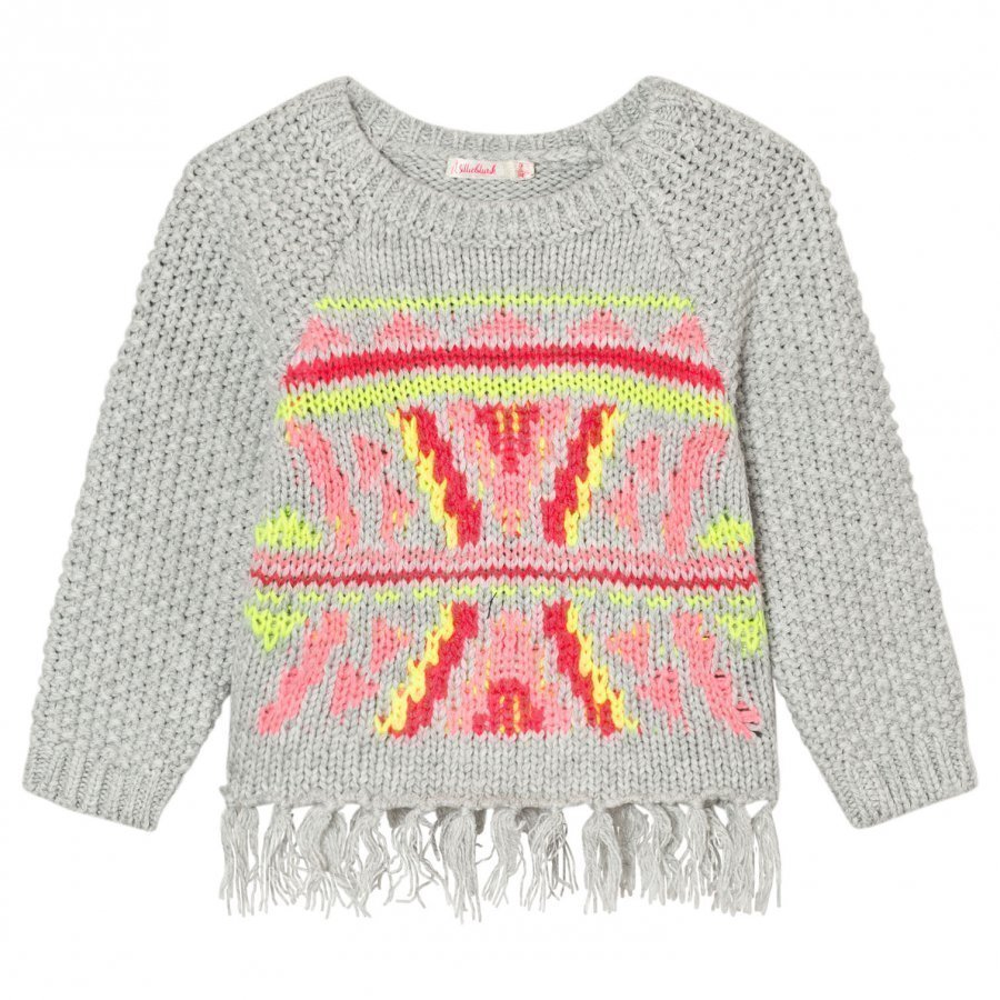 Billieblush Grey Knitted Patterned Tassle Jumper Paita