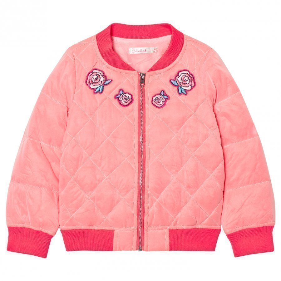 Billieblush Hot Pink Embroidred Rose Quilted Bomber Jacket Bomber Takki