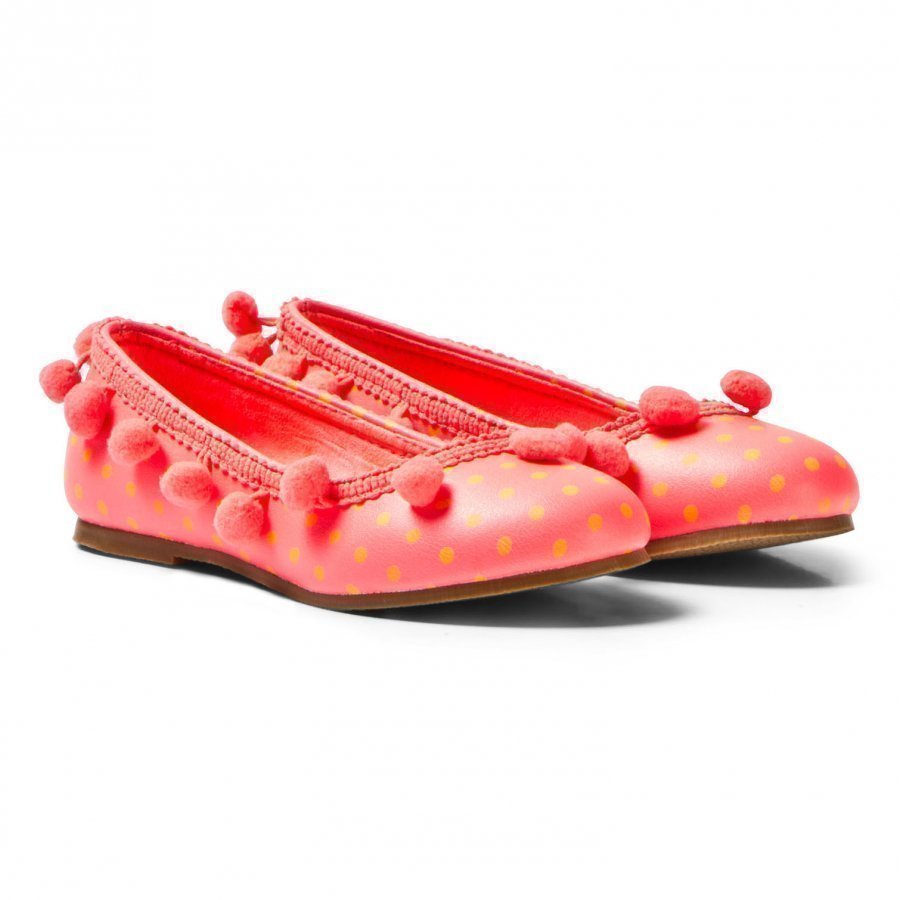 Billieblush Hot Pink Spot Pom Pom Pumps Ballerinat