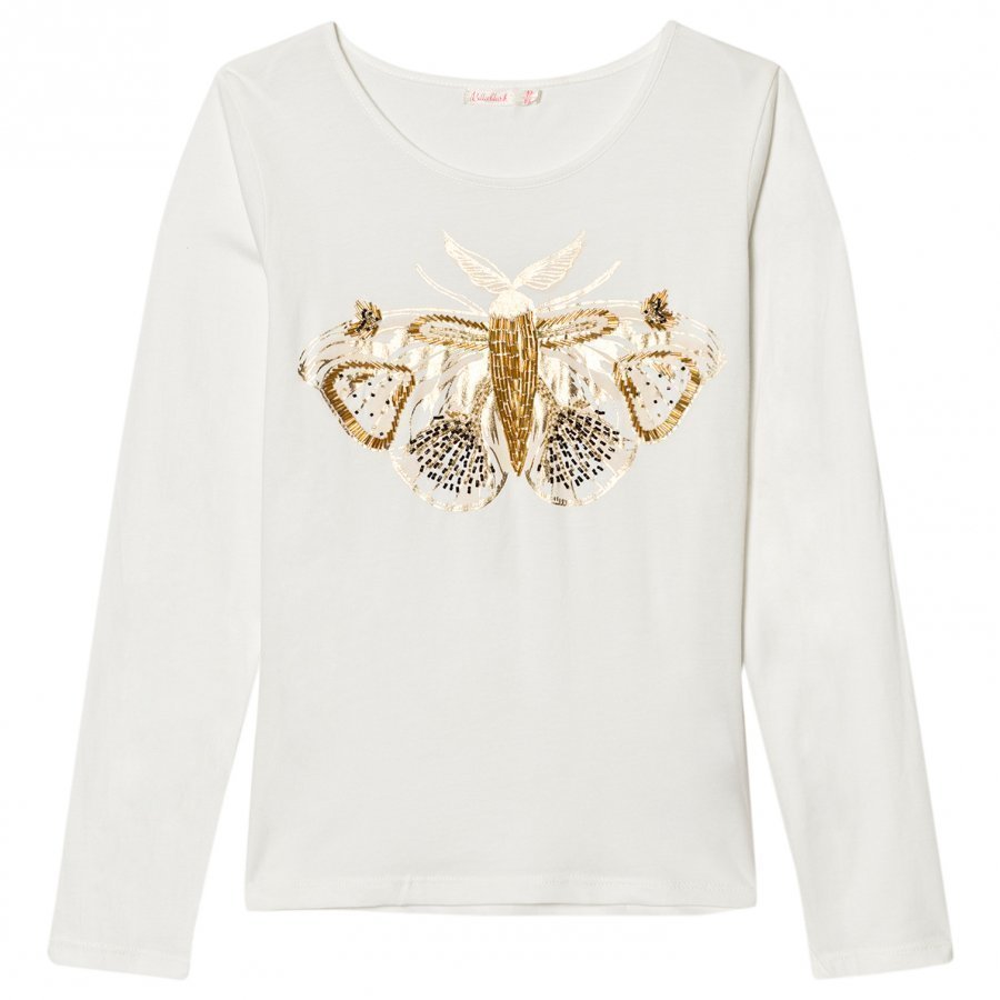 Billieblush Ivory Beaded Moth Tee T-Paita