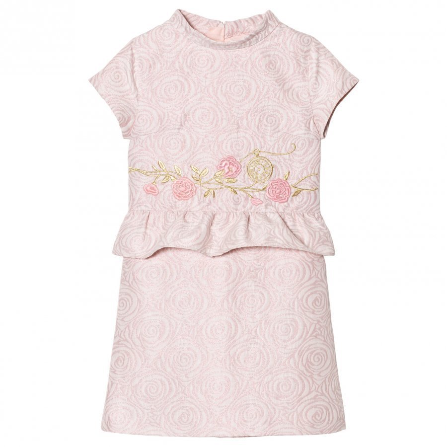 Billieblush Lurex Flower Embroidered Dress In Pale Pink Juhlamekko