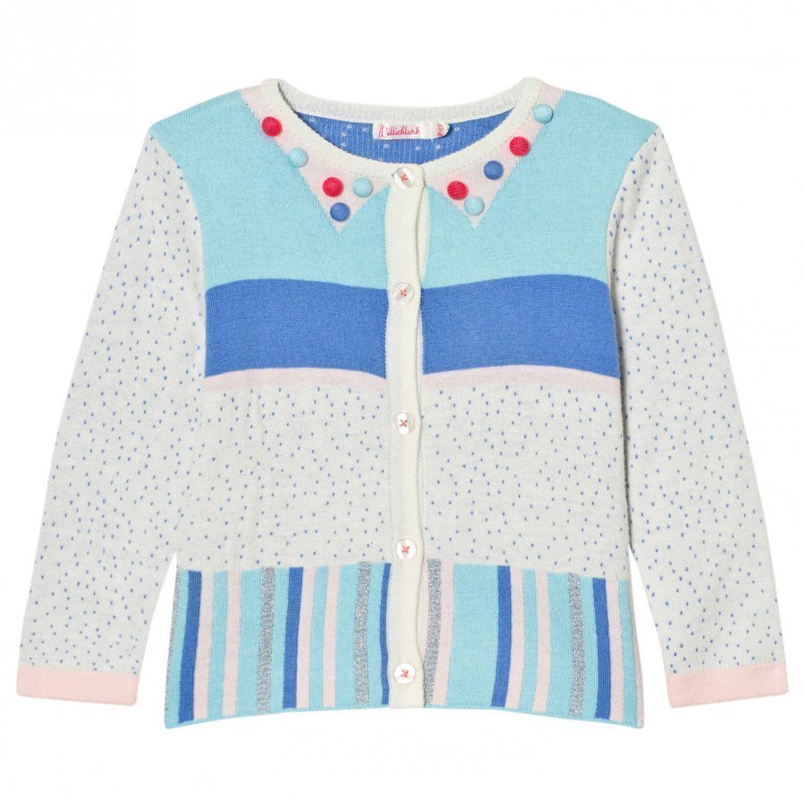 Billieblush Multi Patterned Knit Pom Pom Cardigan Neuletakki