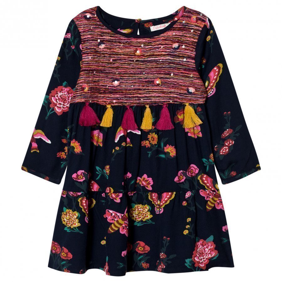 Billieblush Navy Floral Print Tassel Dress Mekko