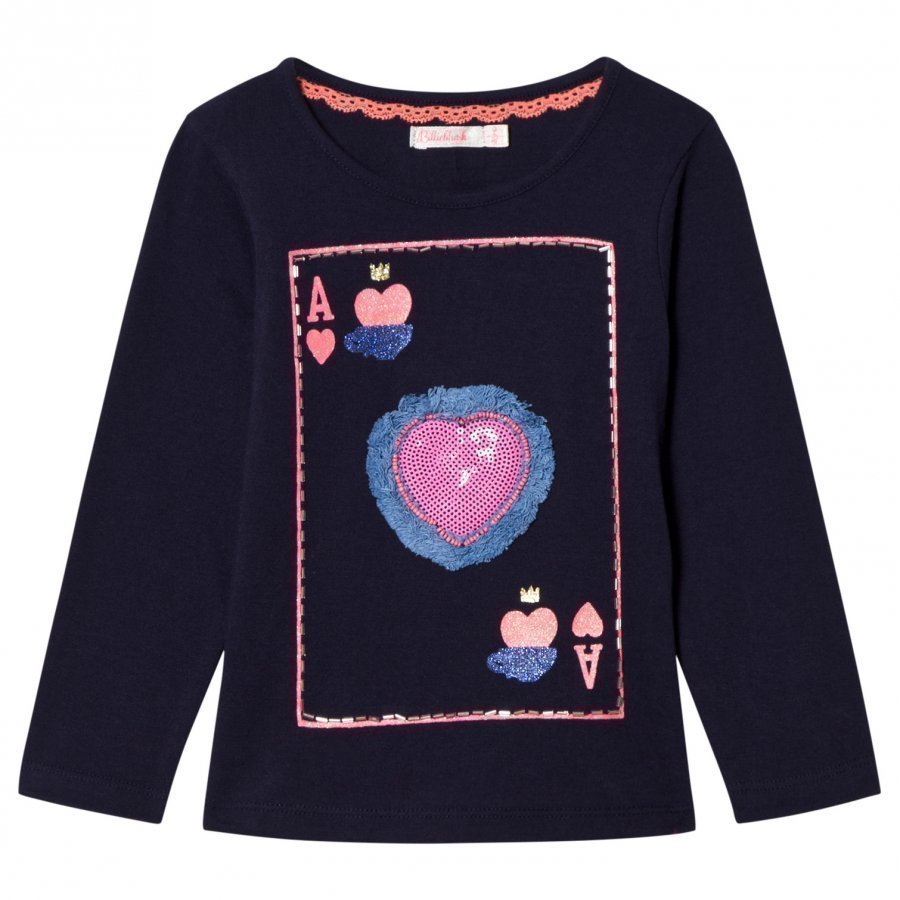 Billieblush Navy Playing Card Sequin Tee T-Paita