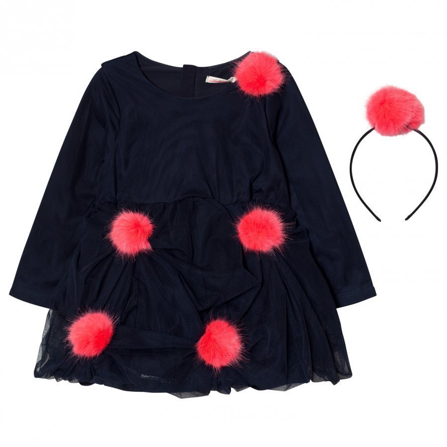 Billieblush Navy Tulle Pom Pom Dress Juhlamekko