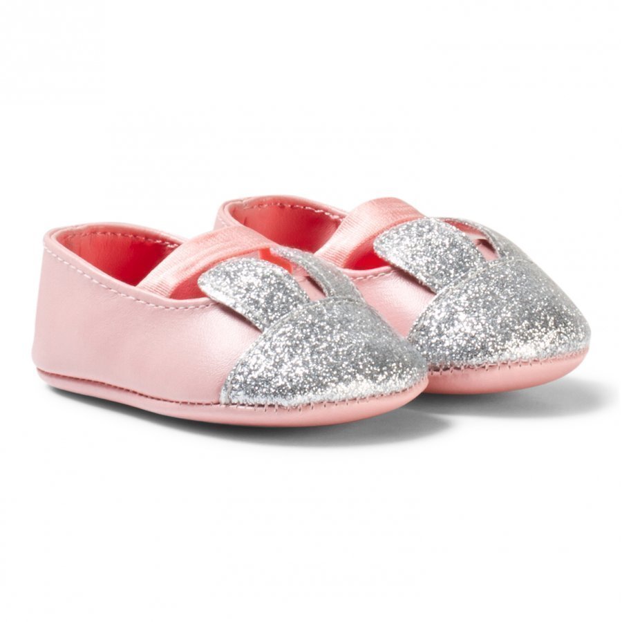 Billieblush Pale Pink And Silver Glitter Bunny Crib Shoes Vauvan Kengät