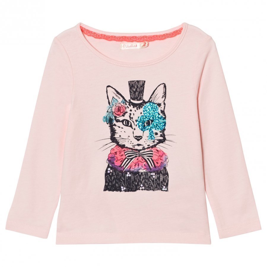 Billieblush Pale Pink Cat Hat Print Tee T-Paita