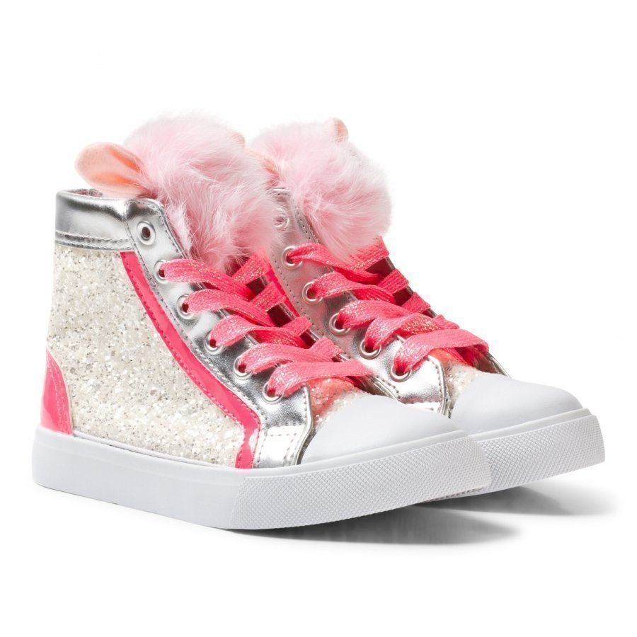 Billieblush Pink Glitter Pom Pom High Top Trainer Korkeavartiset Kengät