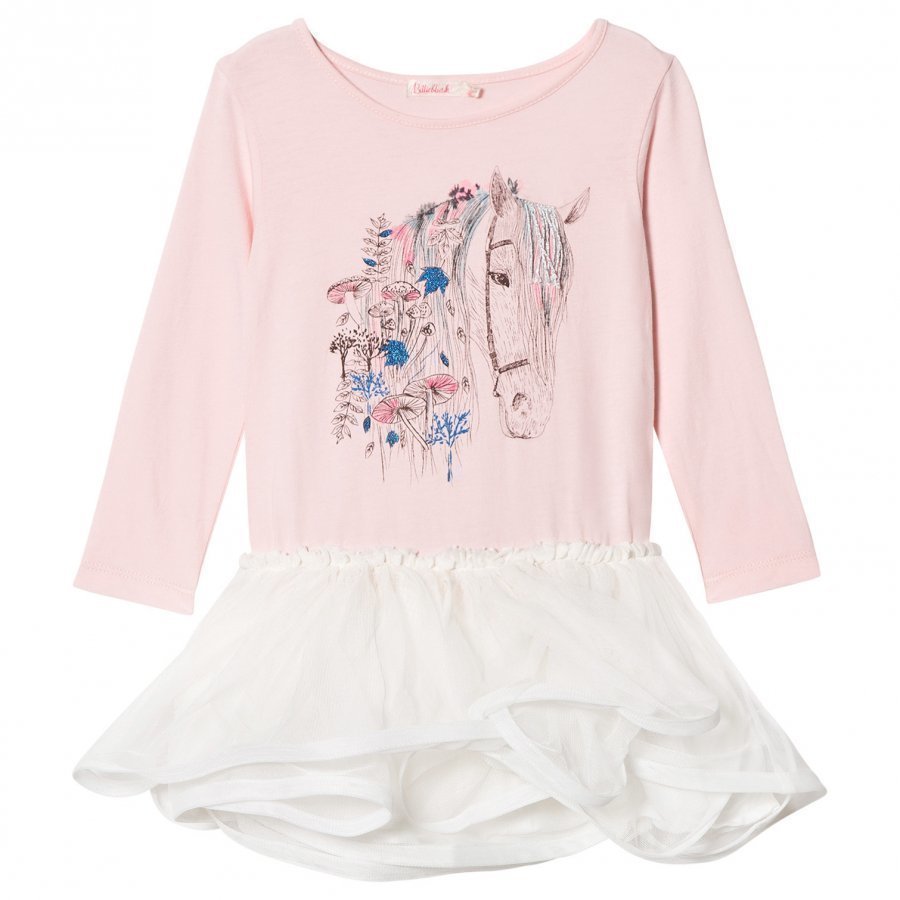 Billieblush Pink Horse Embellished Jersey And Tulle Dress Juhlamekko