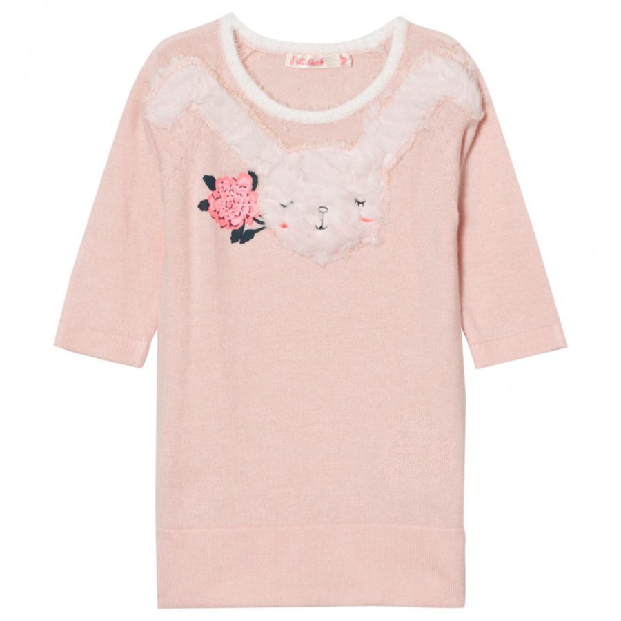 Billieblush Pink Knitted Dress Faux Fur Bunny Applique Mekko