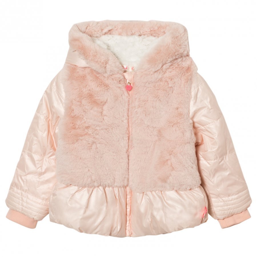 Billieblush Pink Puffer Faux Fur Hooded Coat Turkis