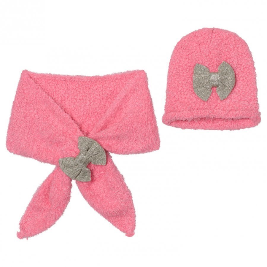 Billieblush Pink Silver Bow Hat Scarf Set Pipo