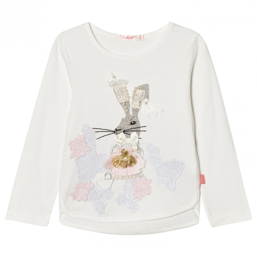 Billieblush White Beaded Bunny Tee T-Paita