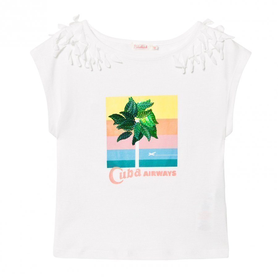 Billieblush White Cuba Tee With 3d Leaf Applique T-Paita