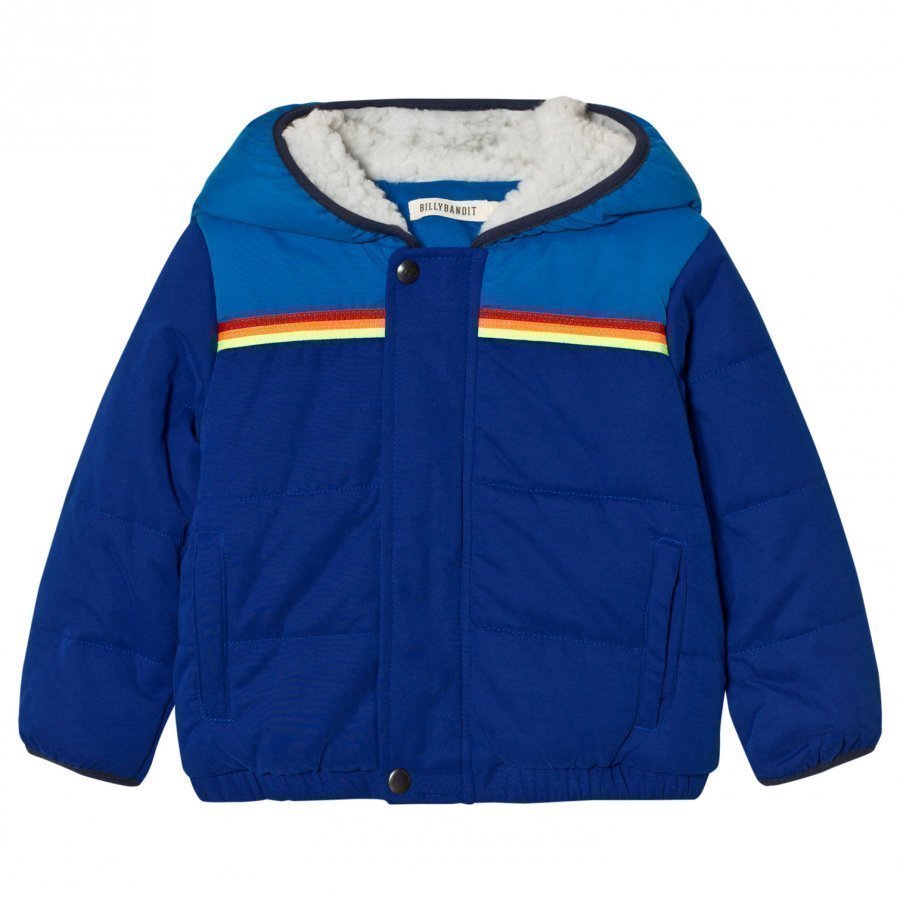 Billybandit Blue Colorblock Hooded Puffer Coat Toppatakki