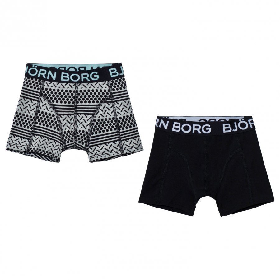 Bjorn Borg 2 Pack Black Print Trunks Bokserit