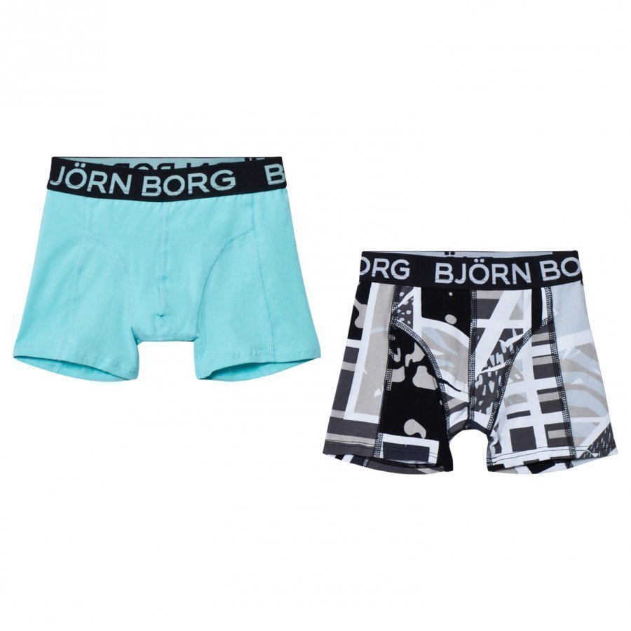 Bjorn Borg 2 Pack Print Blue Trunks Bokserit