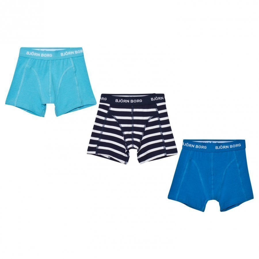 Bjorn Borg 3 Pack Of Blue And Stripe Trunks Bokserit