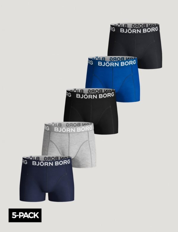 Björn Borg S Shorts Solid 5p Bokserit Sininen