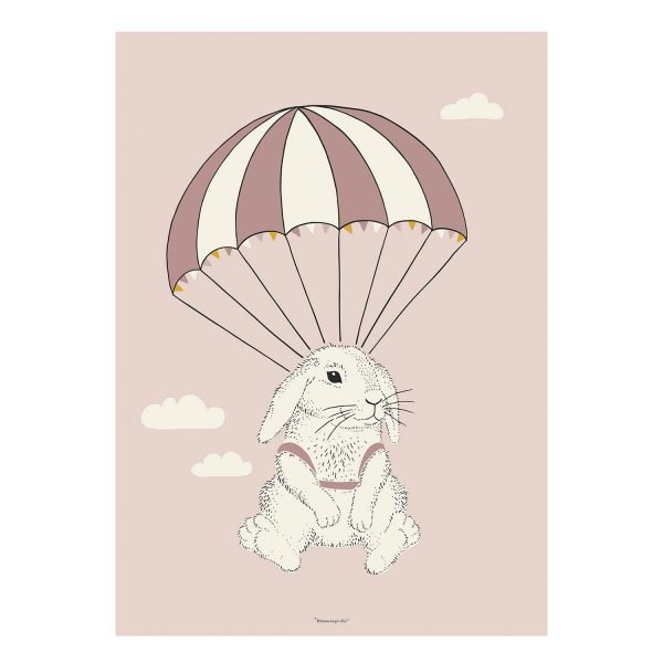 Bloomingville Airbone Bunny Poster Juliste Roosa 50x70 Cm