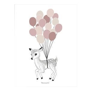 Bloomingville Dear Deer Juliste Roosa 30x40 Cm