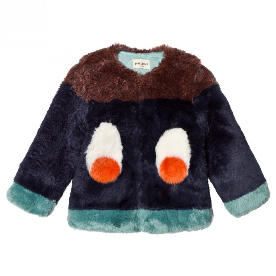 Bobo Choses Faux Fur Jacket Eyes Turkis