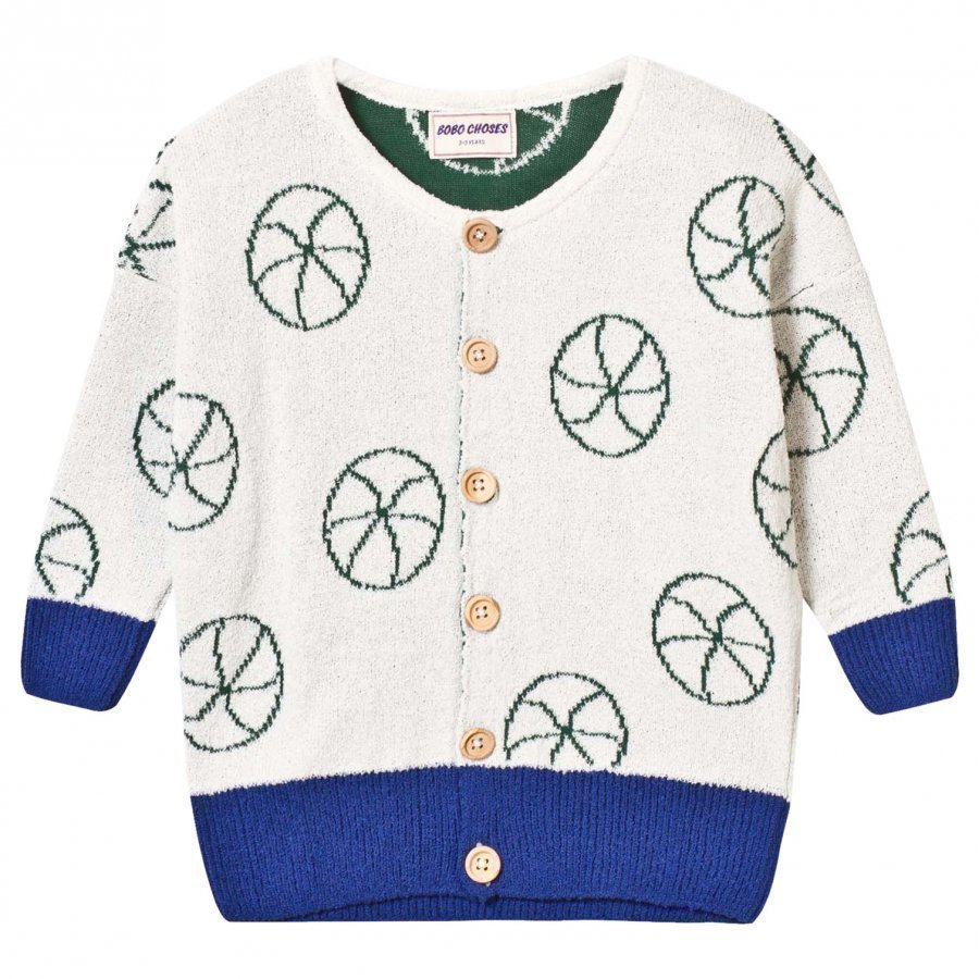 Bobo Choses Knit Cardigan Basket Ball Off White Neuletakki