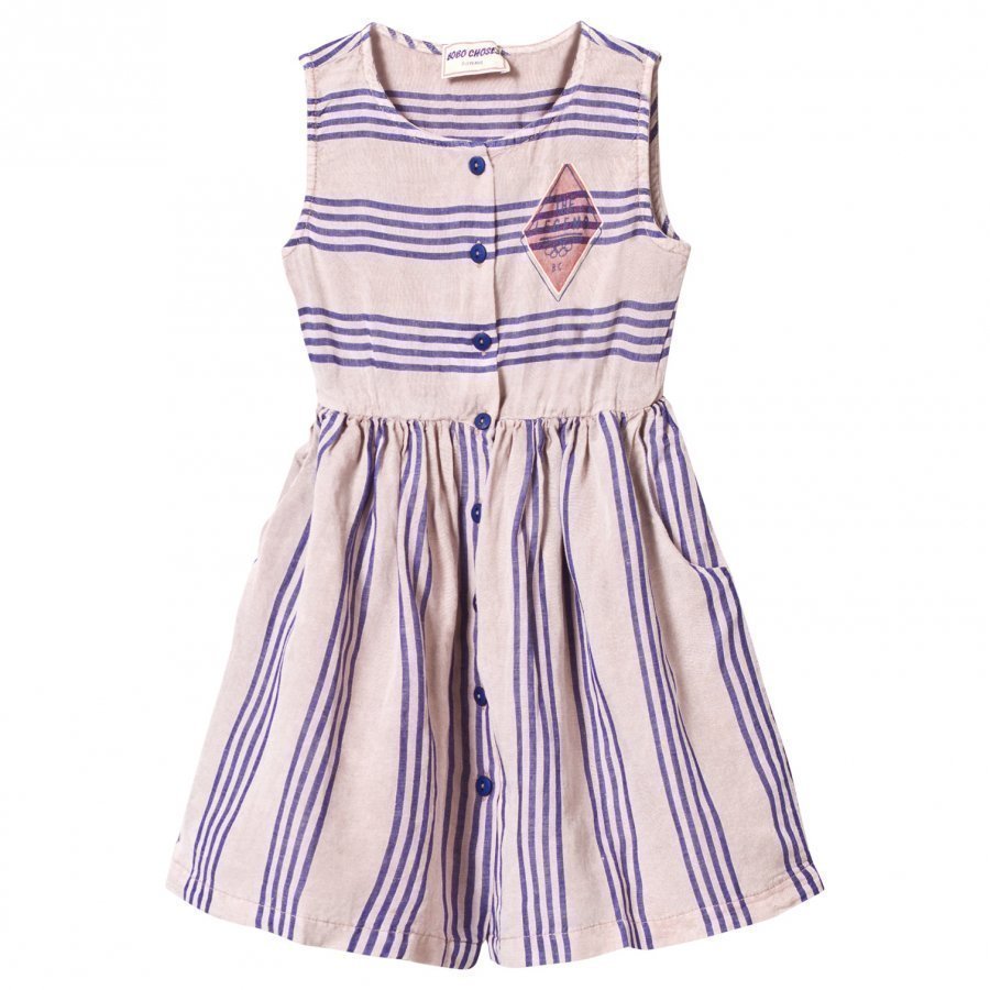 Bobo Choses Legend Striped Shaped Dress Off Rose Mekko