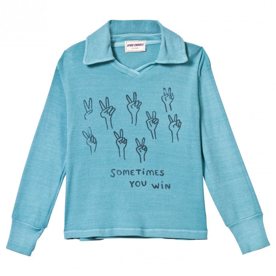 Bobo Choses Podium Football Polo Turquoise Blue Pikeepaita