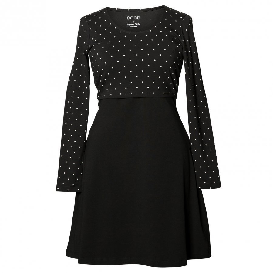 Boob Dottie Dress Black/Off White Dot Imetysmekko