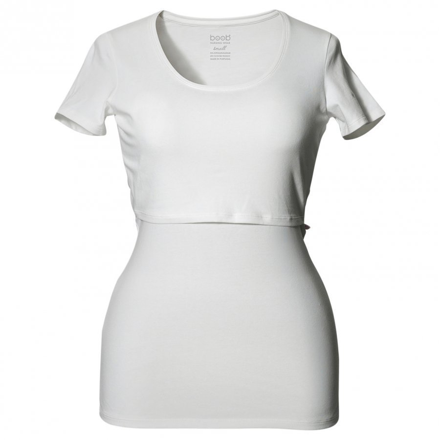 Boob N Top Short Sleeve White T-Paita Äidille