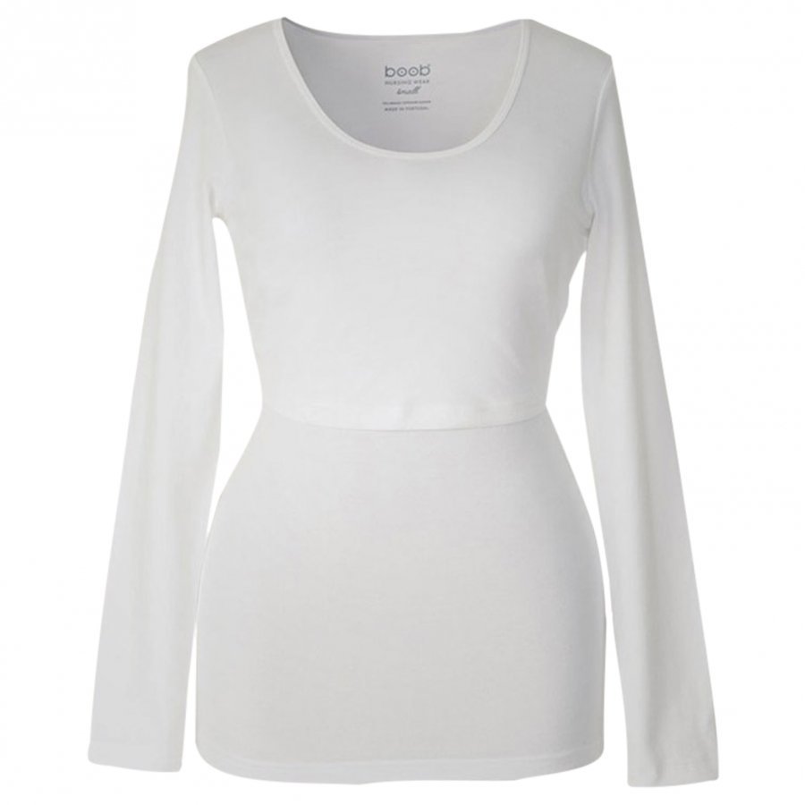 Boob Nursing Top Long Sleeve White T-Paita Äidille