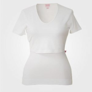 Boob Top Vneck Ss White Pikeepaita