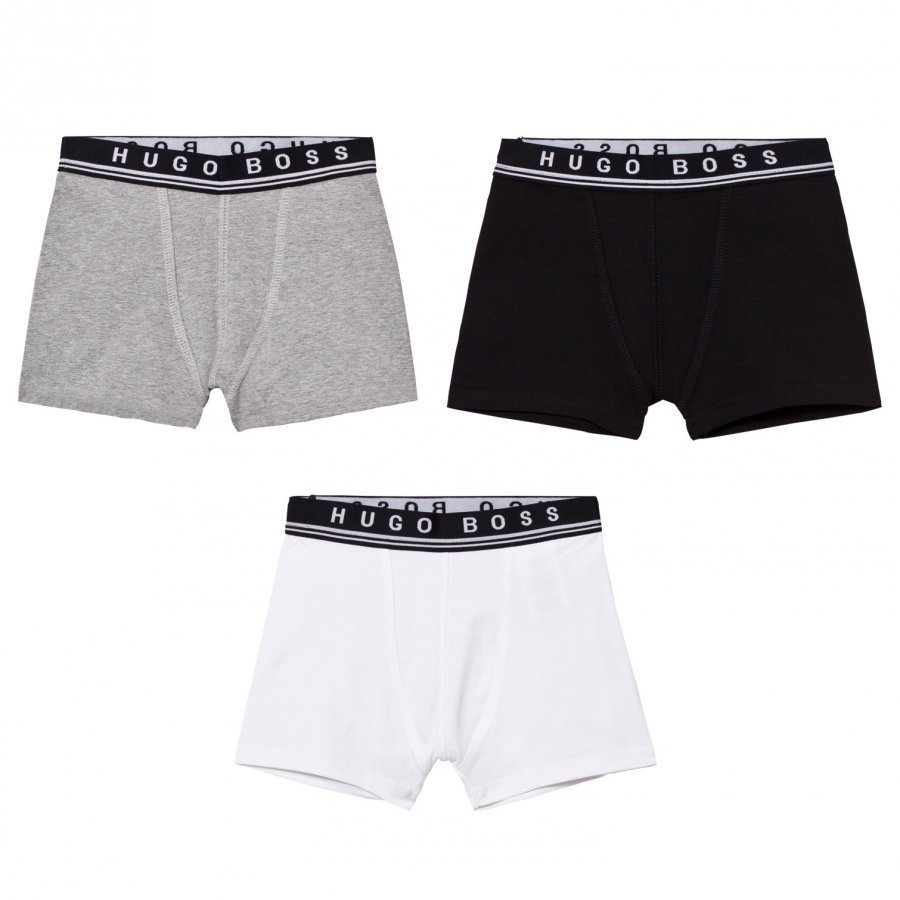 Boss 3 Pack Of Black/White/Grey Branded Boxers Bokserit