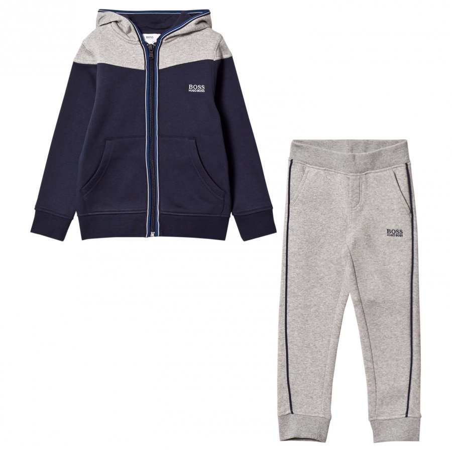 Boss Branded Tracksuit Grey/Navy Verryttelyasu